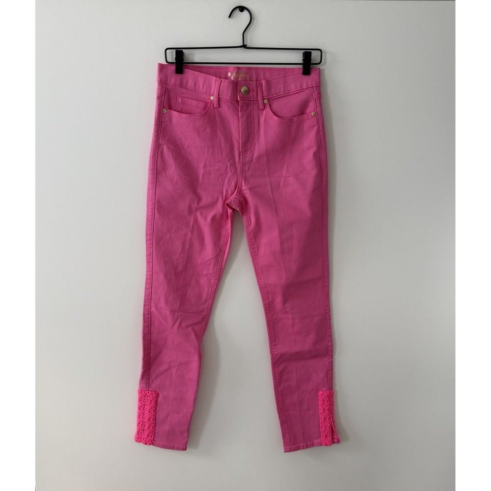 Lilly Pulitzer High Rise Skinny Jeans Womens 6 South Ocean Pink Stretch 29"